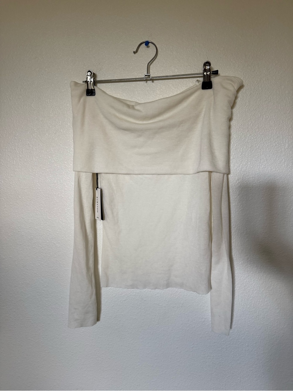 Aritzia Cream Off-Shoulder Long Sleeve Top